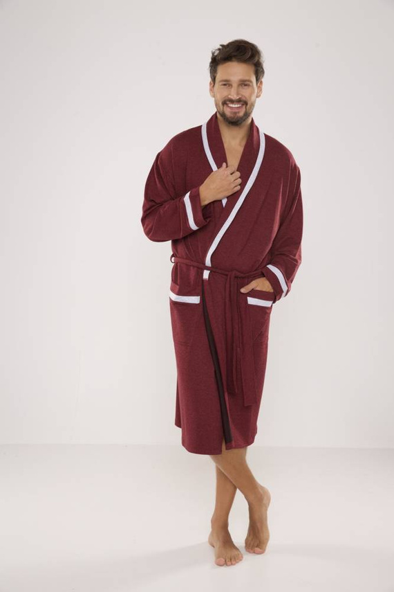 564 Bruno Morgenmantel für Herren De Lafense - kastanienbraun