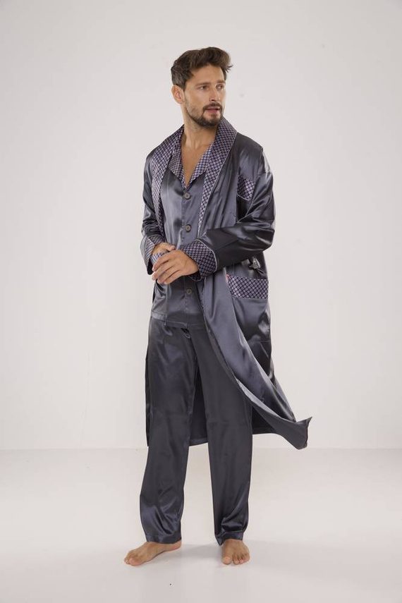 939 Pyjama für Männer aus grauem Satin