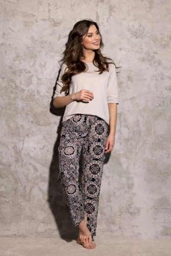 La Boheme Damenpyjama Momenti Per Me beige