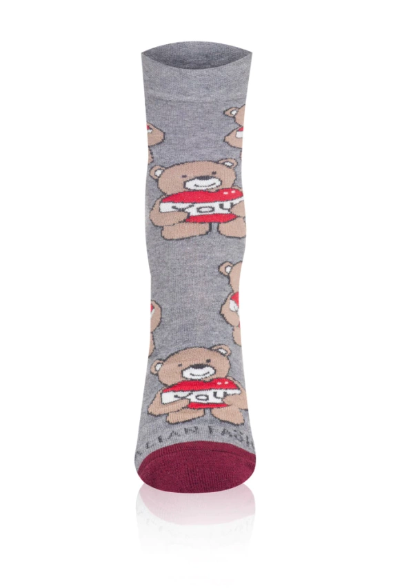 S147D Teddybär Lange Socken Italienische Mode - grau