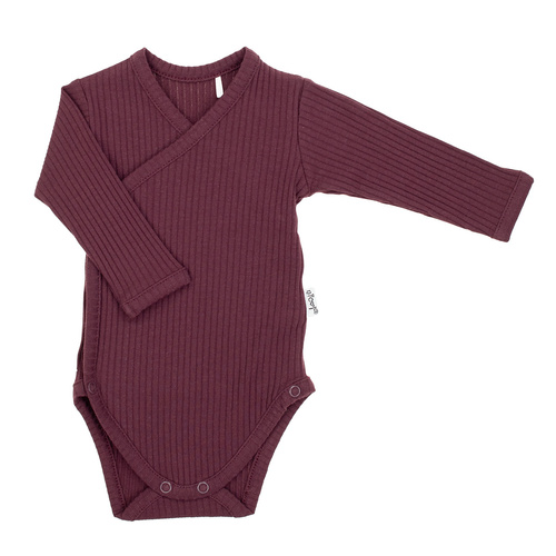 217096 Alisa Baumwoll-Body Nicol, gestreift - Langarm, Burgunderrot