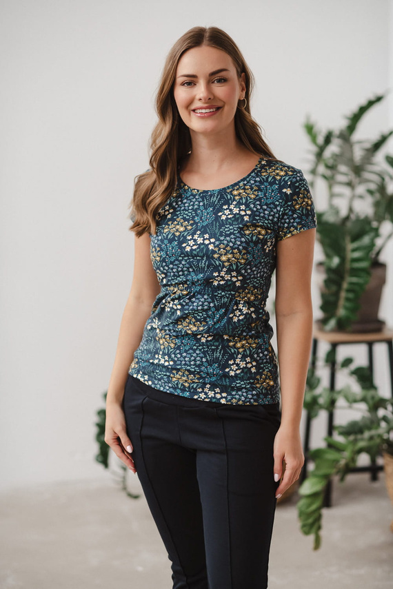 Milk Shirt Still- und Umstandsbluse mit kurzen Ärmeln Milk&Love Wiese auf Marineblau