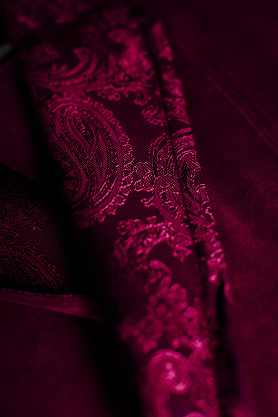 866 Noble Men's De Lafense Velours Bademantel - kurz, elegant, Baumwolle - burgunderrot