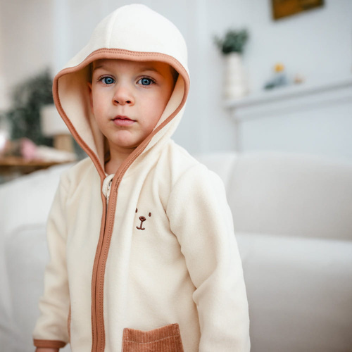 Beary Cool Eevi Kinder-Fleecejacke – ecru, mit Kapuze