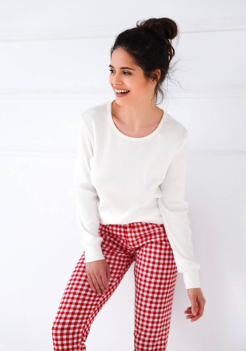 Sensis Perfect Damen Schlafanzug - creme und rot