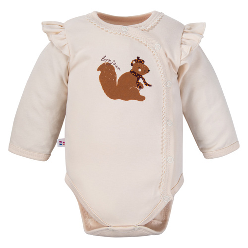 Fluffy Tails Eevi Baby-Wickelbody – Ecru, lange Ärmel, Rüschen