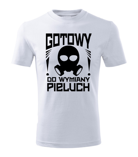 SKU M27 „Bereit zum Windelwechseln“ T-Shirt für einen jungen Vater Moocha weiß