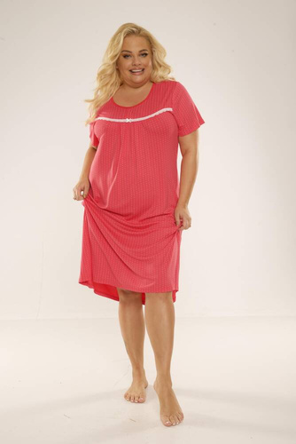 447 Juliette Plus Size Forex Nachthemd - himbeerfarben gepunktet