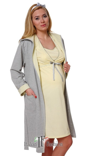 Damen-Komfort-Bademantel Italian Fashion- melange/rosa