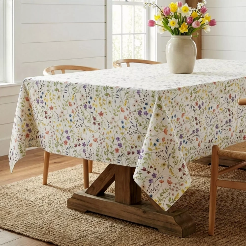 Tischdecke ANNA Eurofirany fleckenabweisend weiß-lila Blumen