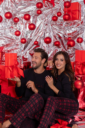 Ordesa Damen Schlafanzug langarm, lange Hose Italian Fashion - schwarz/print