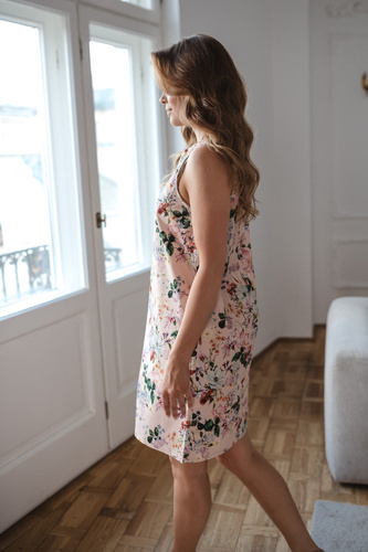 Mama MiA! Milk & Love Baumwoll-Kleid für Schwangerschaft und Stillzeit, puderrosa mit Blumenmuster