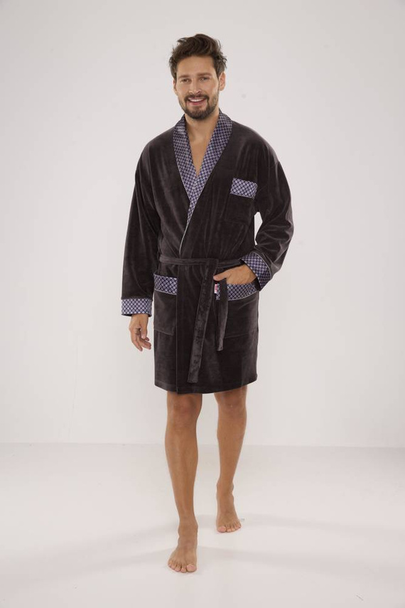 772 Bonjour Herren-Forex-Bademantel - graphit