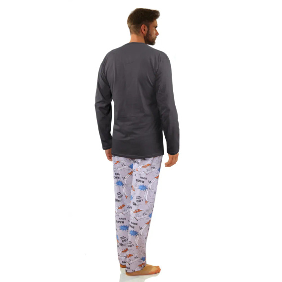 2660/09 Sesto Senso Herren-Langarmpyjama und Hose – Graphit