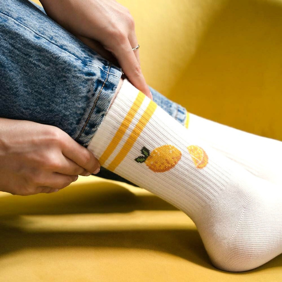 Damen Socken Steven art.099 Baumwolle Bunte Muster Flache Naht - 087 ecru
