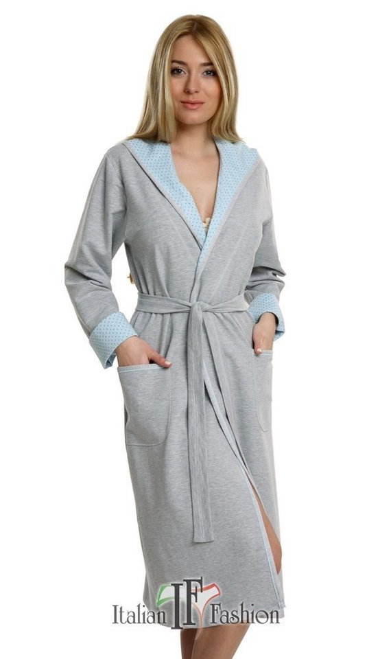 Damen-Komfort-Bademantel Italian Fashion- melange/rosa