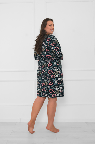 Damen 3/4 Ärmel Baumwolle Nachthemd Lucja - Blumenmuster Italienische Mode 