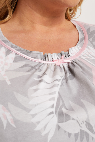 Bartonia Damen Schlafanzug 3/4 Ärmel und 3/4 Hose Italian Fashion - Druck/Melange