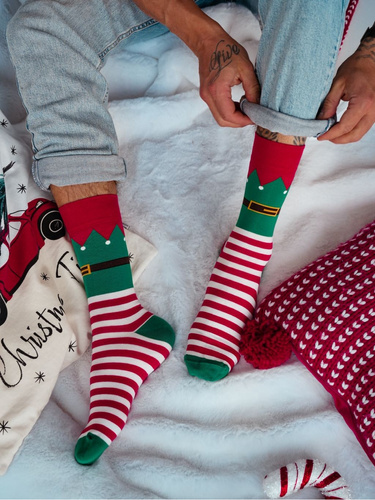 1290-038 Elf Socks Milena – Weihnachtssocken für Herren mit Elfenmotiv