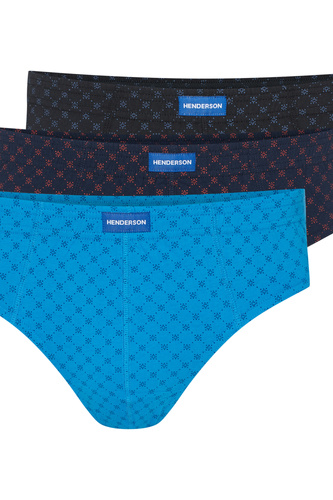 1446 K683 Henderson Herren-Slip, blau-marineblaue Baumwolle, 3 Stück in einer Box