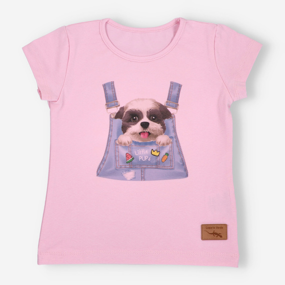 KAR-4004/ROZ Mädchen-T-Shirt mit kurzen Ärmeln Lagarto Verde rosa