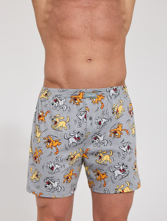 Cornette Classic Herrenboxershorts 100% Baumwolle Lockerer Schnitt mit Knopf Grau