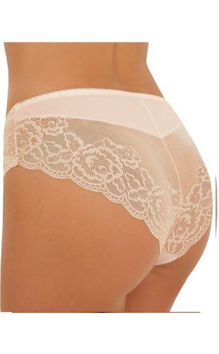 Damen-Slip Inga Emili beige Mikrofaser Laser Cut mit besticktem Netz