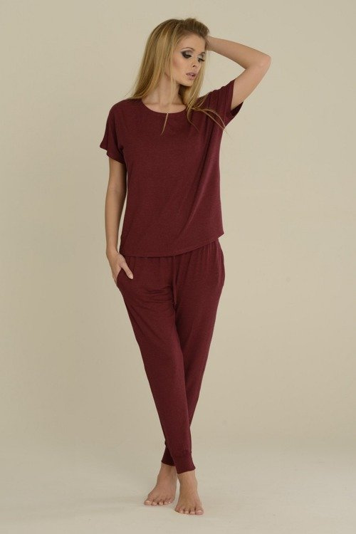 524 Paula Damen Schlafanzug De Lafense - kastanienbraun