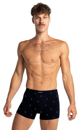 M-1074 Lama Herren-Boxershorts – Baumwolle, 2 Stück in einer Box, Schwarz und Marineblau
