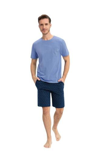 807 Luna Herrenpyjama – Blau