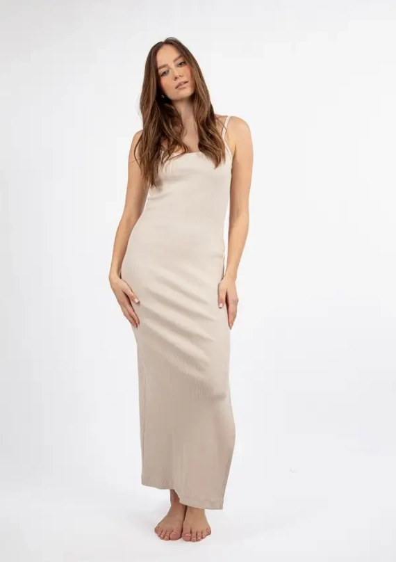 DK-K-P7 DKaren Baumwollkleid – Cappuccino