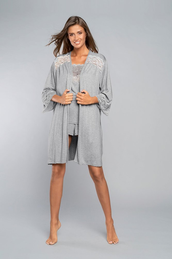 Samaria Robe Italian Fashion 3/4 Ärmel - grau