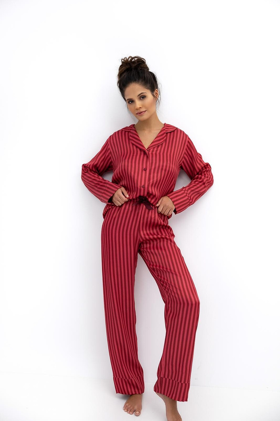 Rosemary Sensis Damenpyjama – Viskose, Reißverschluss, gestreift