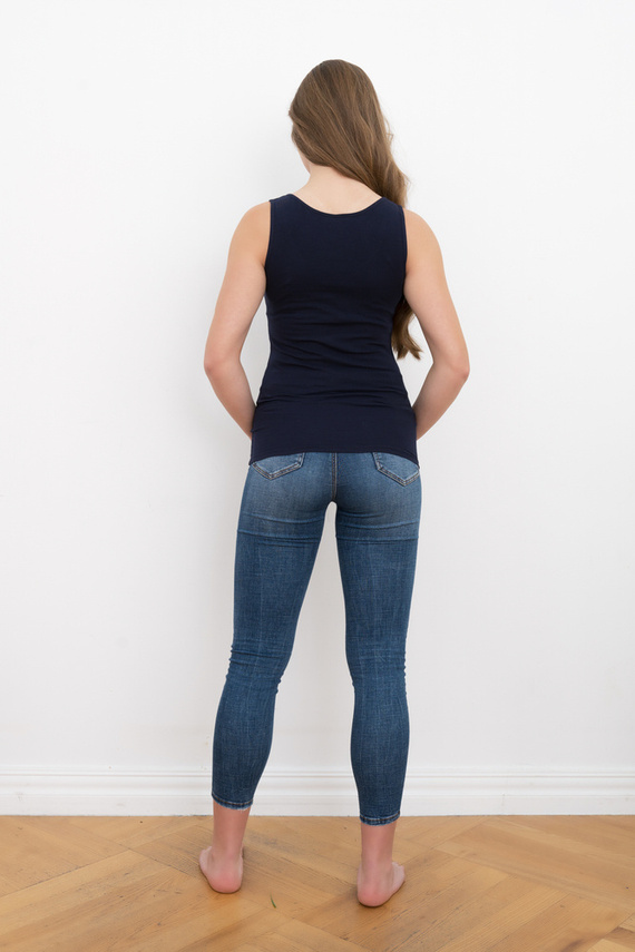 Ibiza Damen Hemd mit breiten Schultern Italian Fashion - navy blau 