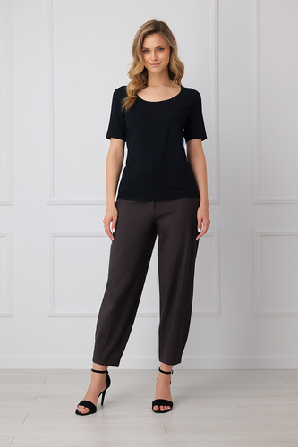 Damenbluse Italian Fashion Liza, 93% Bambus, kurzarm, elastisch – schwarz