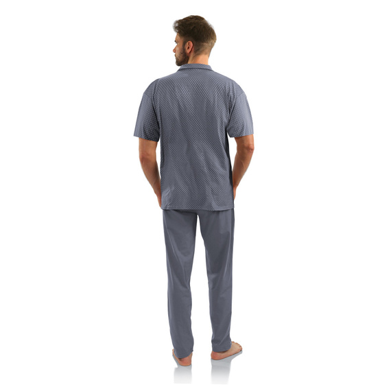 Sesto Senso Herren-Pyjama mit Reißverschluss und kurzen Ärmeln – Graphitanker