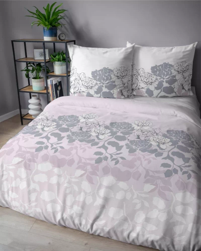5090 A Home Satin Satinbettwäsche mit Blumen Detexpol rosa