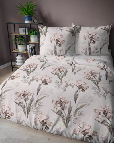 5089 B Home Satin Satin-Bettwäsche Blumen Detexpol grau
