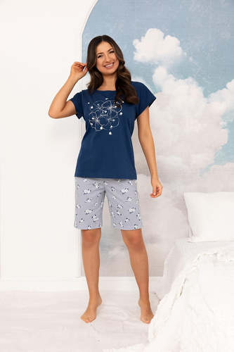 Damenpyjama Regina 4003 Baumwolle kurz Blumenprint bequem