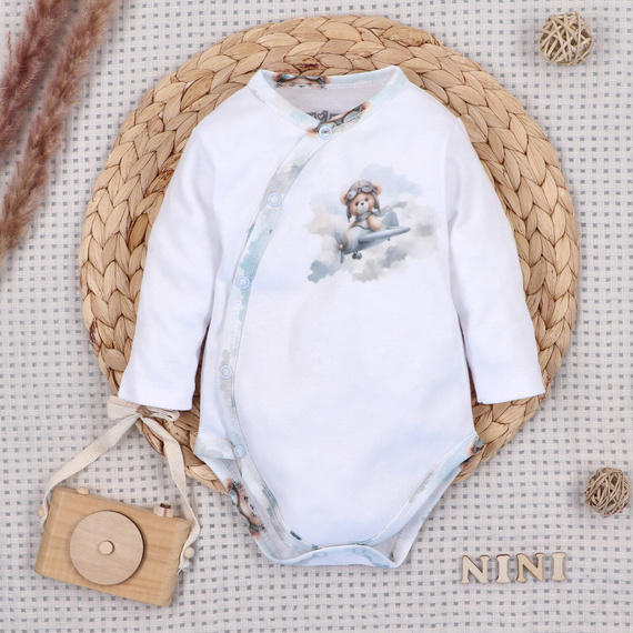 NINI ABN-5742/BIA Baby Bear Pilot weißes, organisches Wickelbody