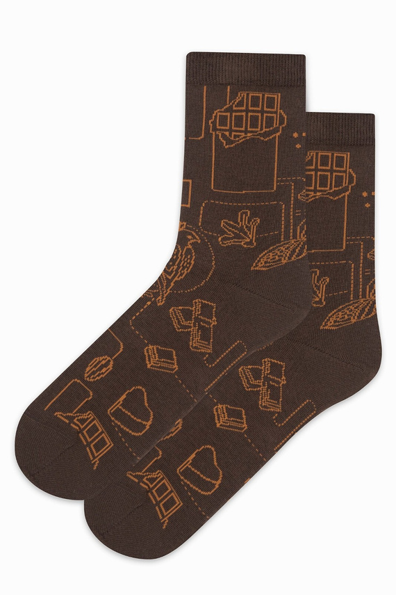 U04.WED Wedel wz.04 Socken – Unisex, Muster inspiriert von Schokolade