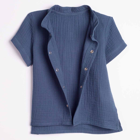 Jungenhemd Nicol 224353 Musselin 100% Baumwolle kurzarm - marineblau