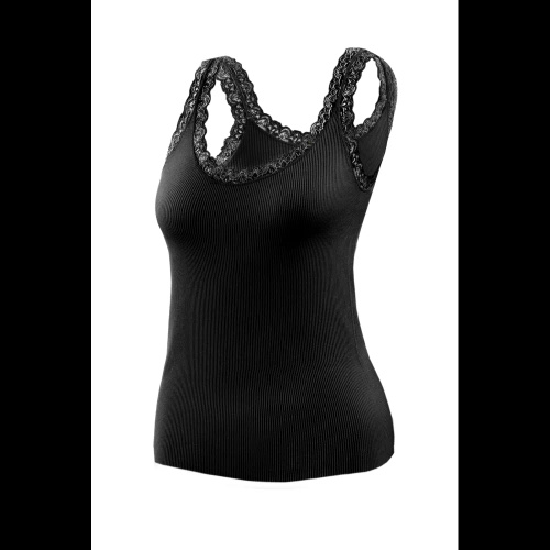 Damen Top Sesto Senso 6109 Spitze nahtlos elastisch bequem black