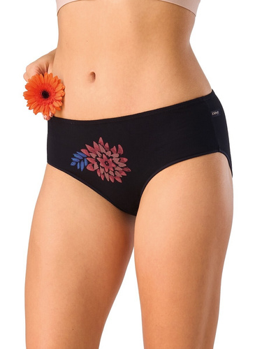 Damen-Slips KEY LPC 635 B26 midi 2er-Pack aus Baumwolle, schwarz-rot
