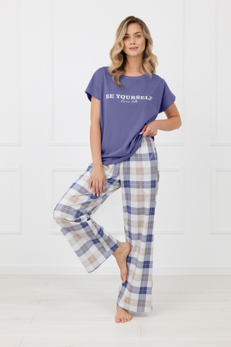 Damen Pyjama Rima Italian Fashion 100% Baumwolle lange Hose