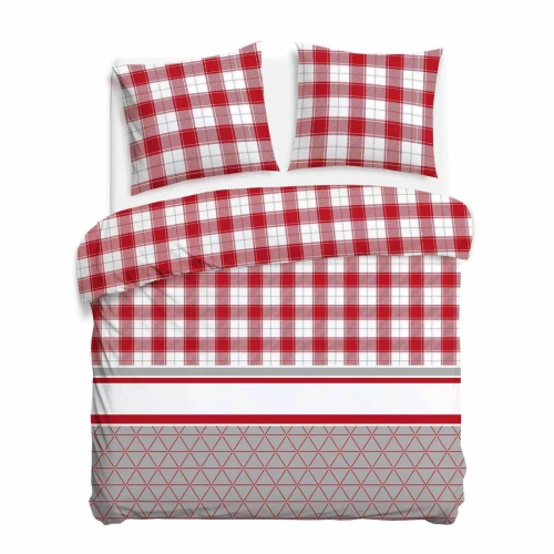 31516/1 Weihnachts-Flanellbettwäsche Flanelove Darymex grau rot – Set 100 % Baumwolle, warm und weich
