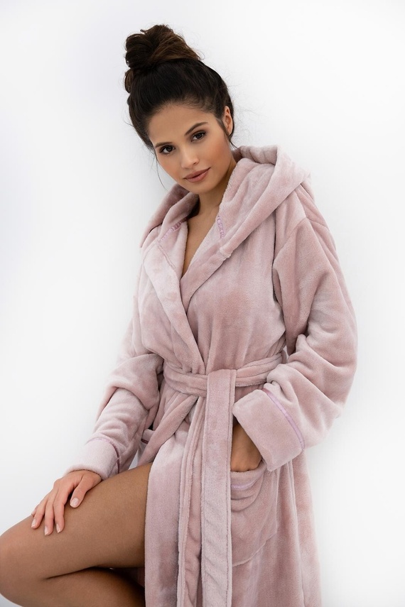 Amaris Sensis Damenbademantel, rosa – ein weicher Bademantel mit Kapuze, elegant und bequem