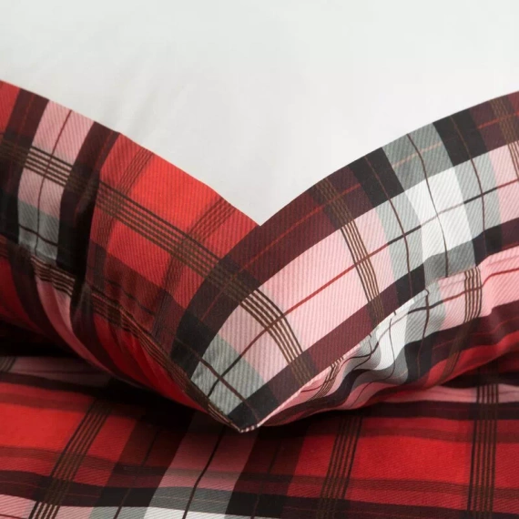 Bliss Weihnachtsbettwäsche, karierter Stern von Bethlehem, Eurovorhänge, rot