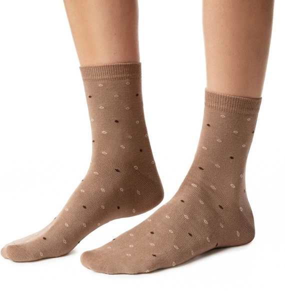 Damen Socken Steven art.099 Baumwolle Bunte Muster Flache Naht - 138 Dunkelbeige