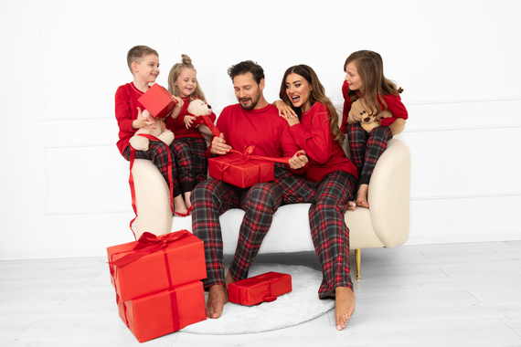 Rusoli Herren Schlafanzug Italienische Mode rot - Karo Baumwolle, lang, bequem